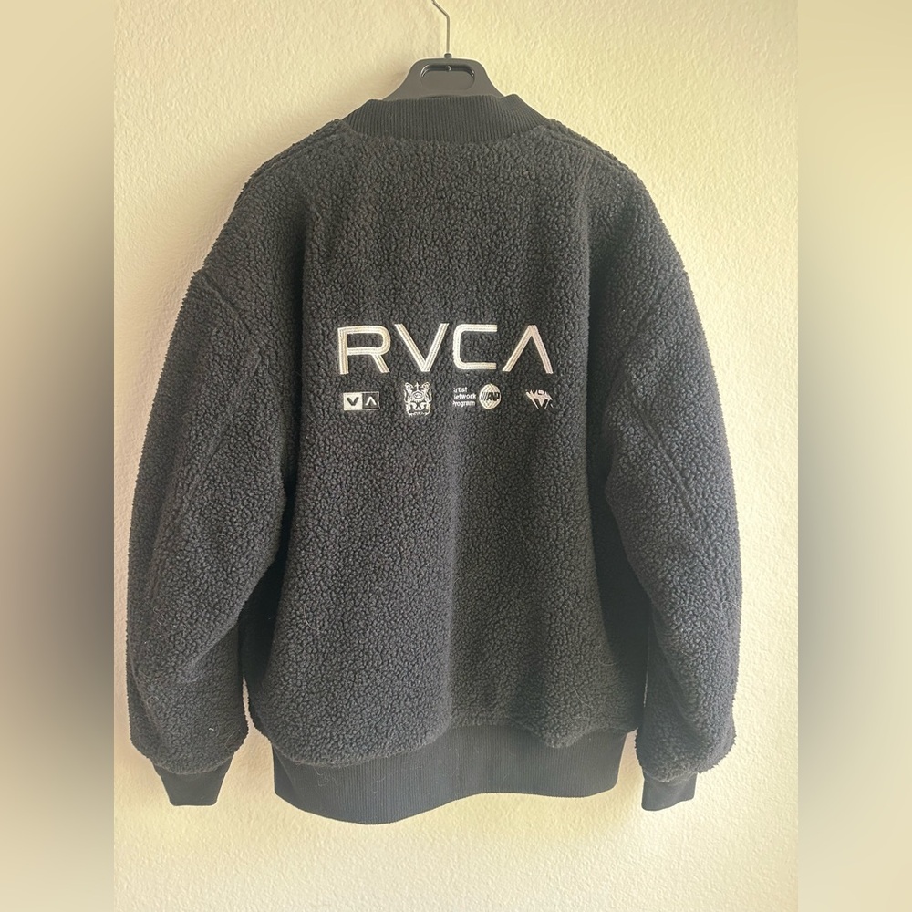 RVCA MENS Hoth Ma-1 Black Orange Reversible Jacket Bomber Sz M